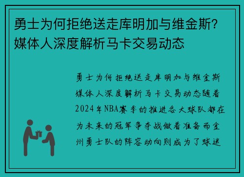 勇士为何拒绝送走库明加与维金斯？媒体人深度解析马卡交易动态